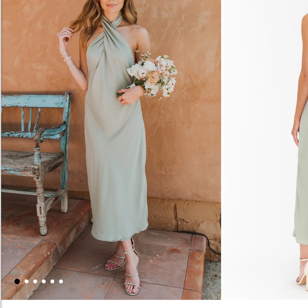 Jasmine Halter Midi Dress in Moss